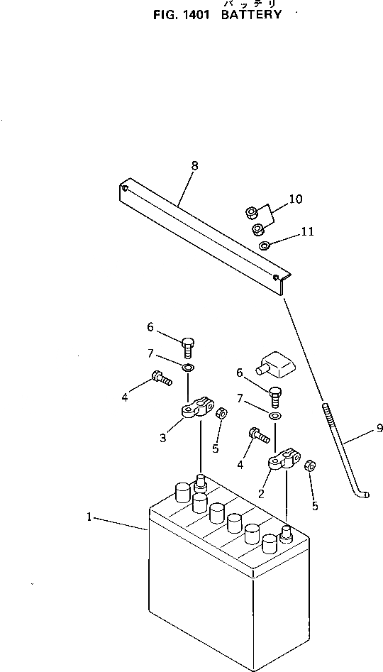 Схема запчастей Komatsu PC05-5 - АККУМУЛЯТОР КОМПОНЕНТЫ ДВИГАТЕЛЯ И ЭЛЕКТРИКА