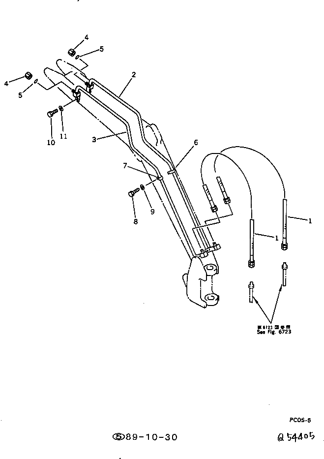 Схема запчастей Komatsu PC05-6 - ГИДРОЛИНИЯ (НАВЕСНОЕ ОБОРУД-Е) (HOE ) (КРОМЕ ЯПОН.)(№-) РАБОЧЕЕ ОБОРУДОВАНИЕ