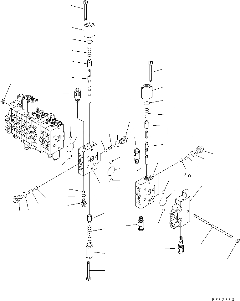Схема запчастей Komatsu PC05-7 - ГИДРАВЛ УПРАВЛЯЮЩ. КЛАПАН (9-СЕКЦИОНН.) (/) (ВНУТР. ЧАСТИ)(№7-) ГИДРАВЛИКА