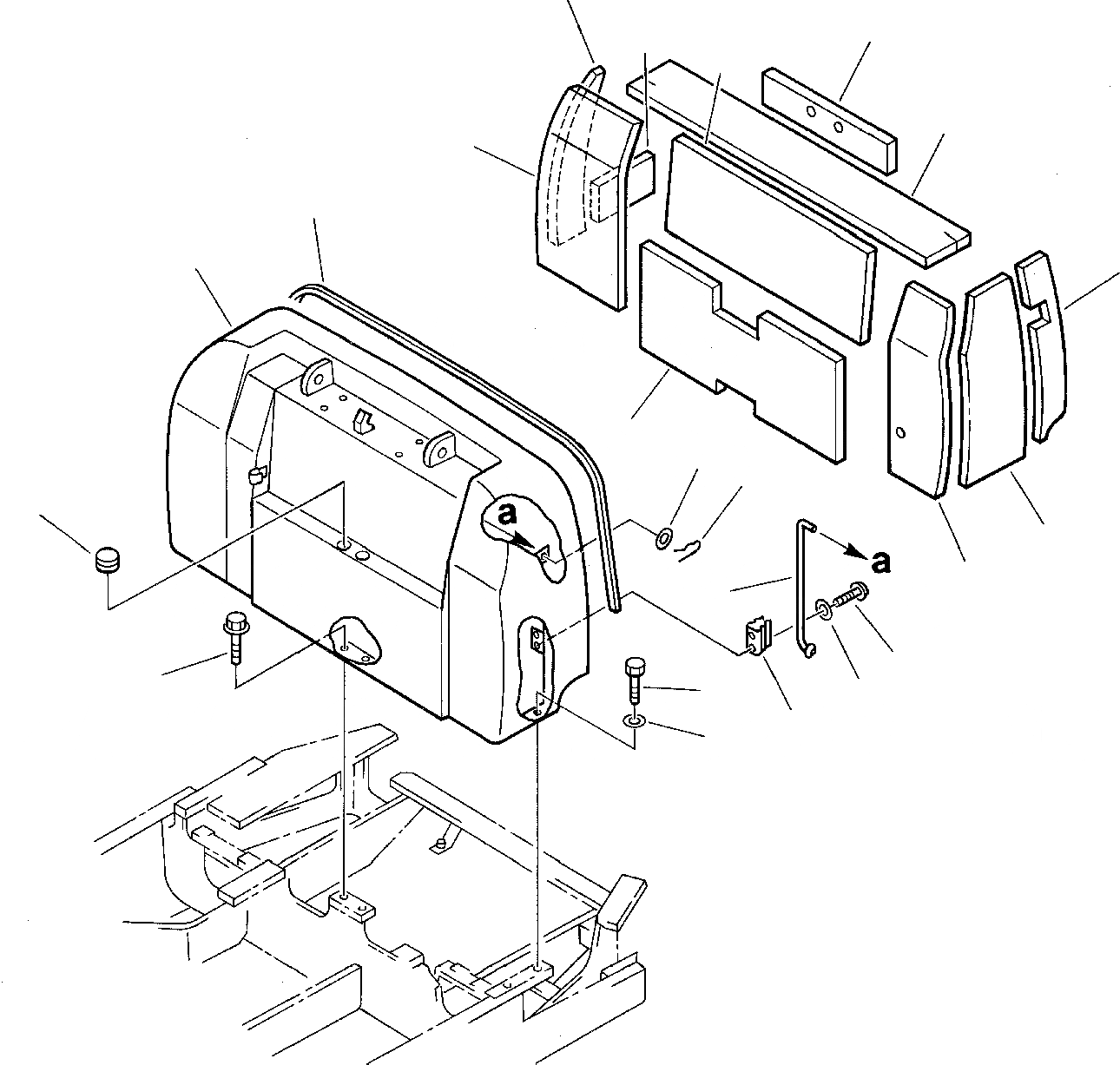 Схема запчастей Komatsu PC05-7 - КАПОТ (/) ЧАСТИ КОРПУСА И КАБИНА