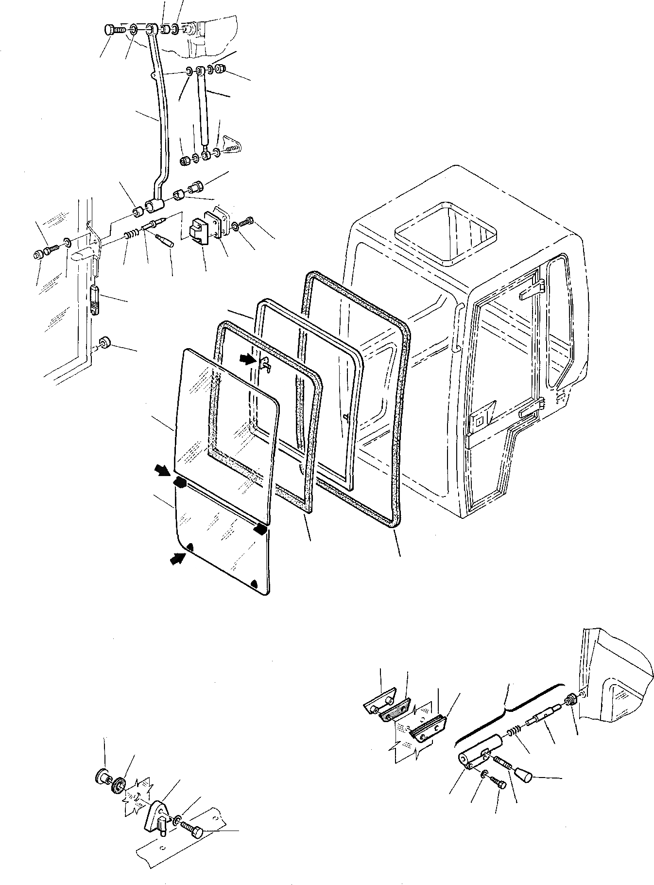 Схема запчастей Komatsu PC05-7 - КАБИНА (4 ЧАСТЬ) ЧАСТИ КОРПУСА И КАБИНА