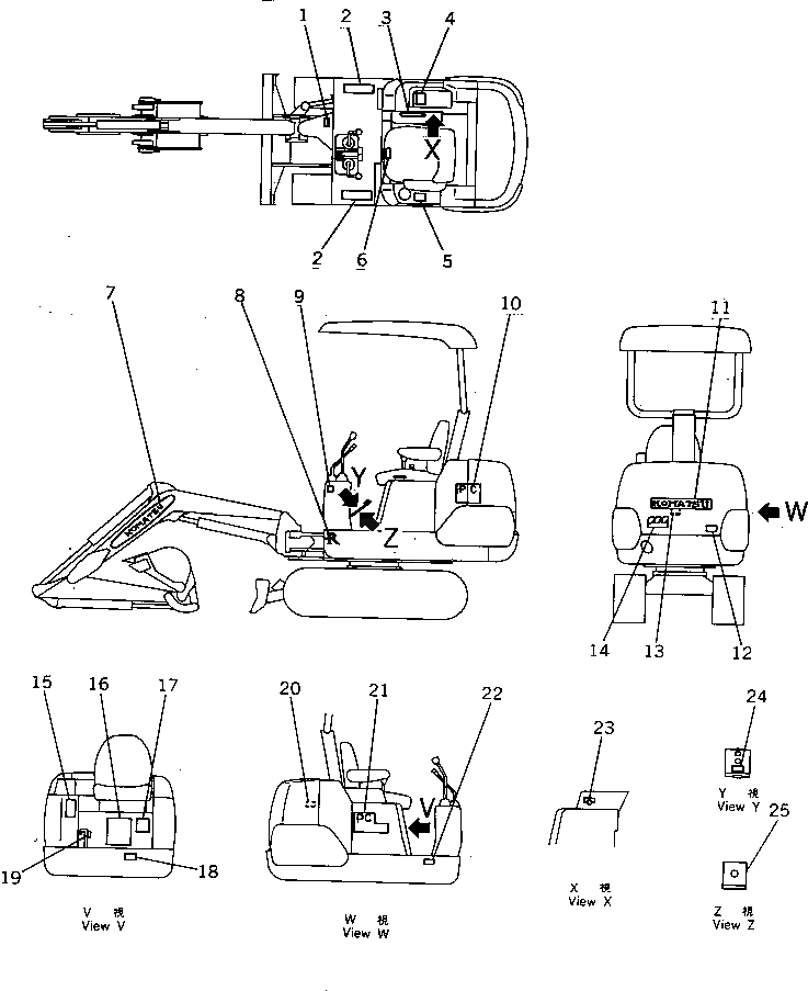 Схема запчастей Komatsu PC07-2 - МАРКИРОВКА (-WAY QUICK SHIFTER) (ЯПОН.)(№-7) МАРКИРОВКА