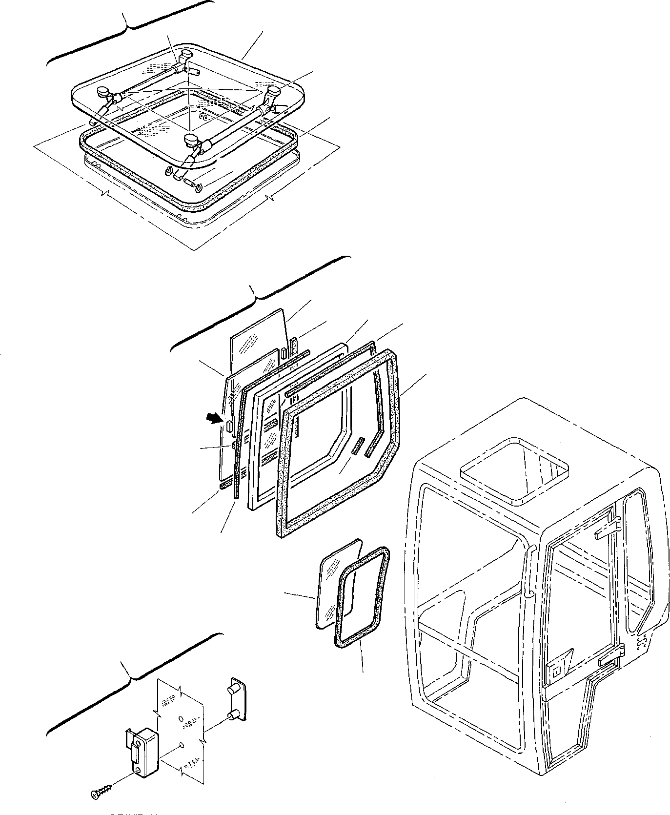 Схема запчастей Komatsu PC07-2 - КАБИНА (ЋTH ЧАСТИ КОРПУСА И КАБИНА