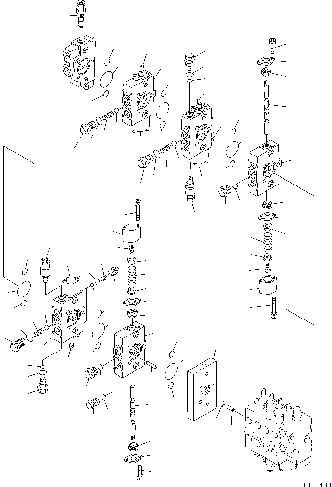Схема запчастей Komatsu PC08UU-1-A - ГИДРАВЛ УПРАВЛЯЮЩ. КЛАПАН (9-СЕКЦИОНН.) (/) (ВНУТР. ЧАСТИ) ГИДРАВЛИКА
