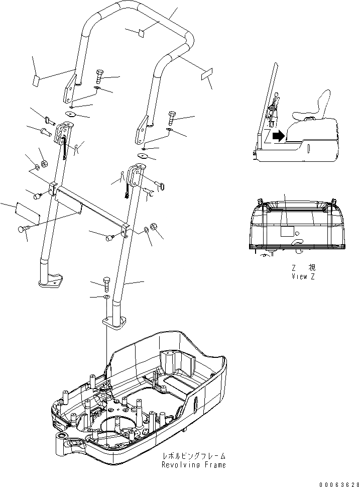 Схема запчастей Komatsu PC09-1 - НАВЕС (TOPS)(№-8) КАБИНА ОПЕРАТОРА И СИСТЕМА УПРАВЛЕНИЯ