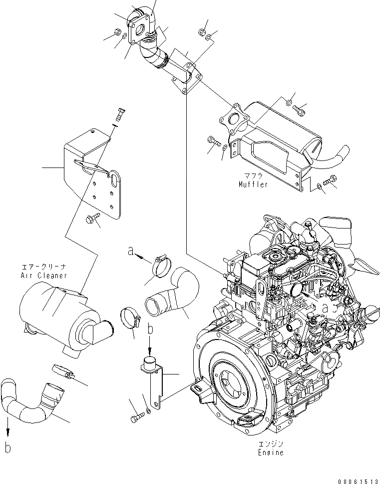 Схема запчастей Komatsu PC09-1 - КРЕПЛЕНИЕ ДВИГАТЕЛЯ (ВОЗДУХООЧИСТИТЕЛЬ И ГЛУШИТЕЛЬ) (ОДИНОЧН. ЭЛЕМЕНТ)(№-) КОМПОНЕНТЫ ДВИГАТЕЛЯ