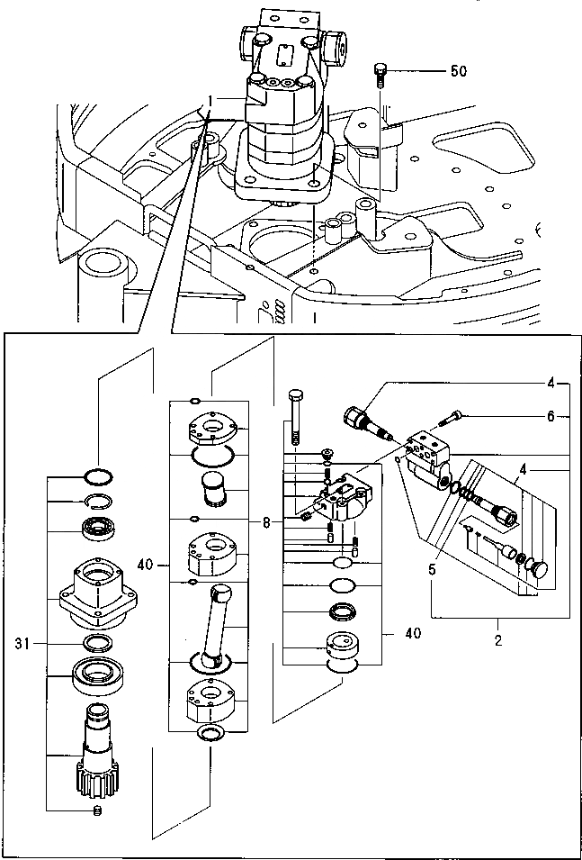 Схема запчастей Komatsu PC09FR-1 - TURNING МОТОР УПРАВЛ-Е РАБОЧИМ ОБОРУДОВАНИЕМ