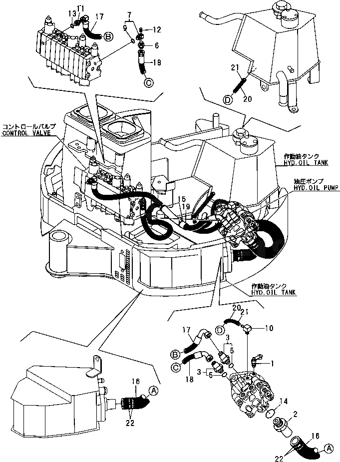 Схема запчастей Komatsu PC09FR-1 - ГИДРОЛИНИЯ (ИЗ БАКА В НАСОС ¤ ИЗ НАСОСА В КЛАПАН) УПРАВЛ-Е РАБОЧИМ ОБОРУДОВАНИЕМ