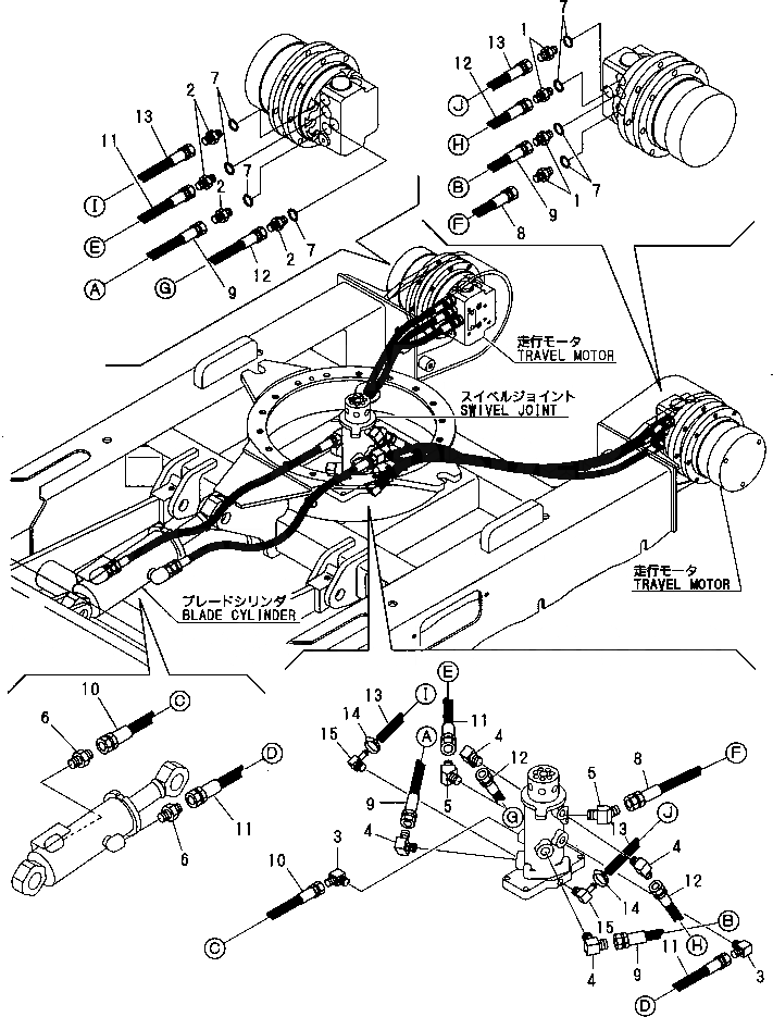 Схема запчастей Komatsu PC09FR-1 - ГИДРОЛИНИЯ (МОТОР ХОДА ЛИНИЯ) УПРАВЛ-Е РАБОЧИМ ОБОРУДОВАНИЕМ