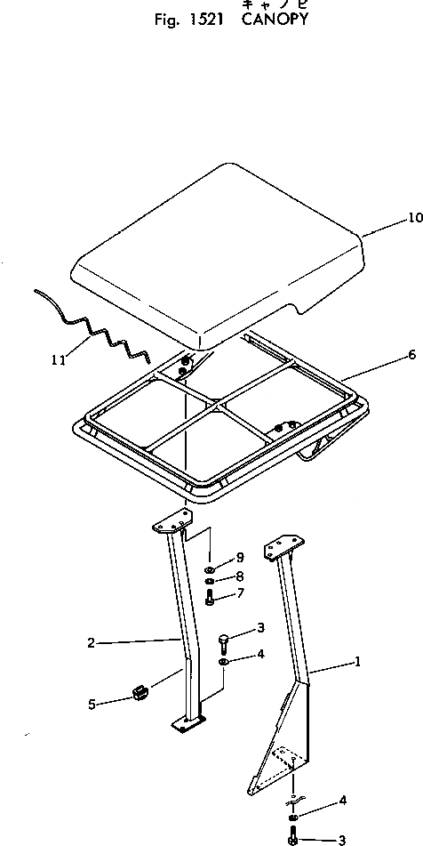 Схема запчастей Komatsu PC10-2 - НАВЕС ОСНОВНАЯ РАМА И КАБИНА