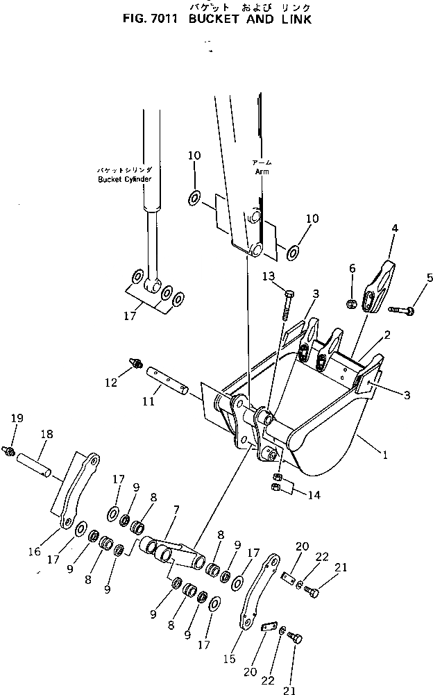 Схема запчастей Komatsu PC10-5 - КОВШ И СОЕДИНИТЕЛЬН. ЗВЕНО РАБОЧЕЕ ОБОРУДОВАНИЕ