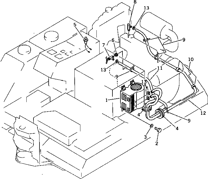 Схема запчастей Komatsu PC10-6 - ОБОГРЕВАТЕЛЬ. ЧАСТИ КОРПУСА
