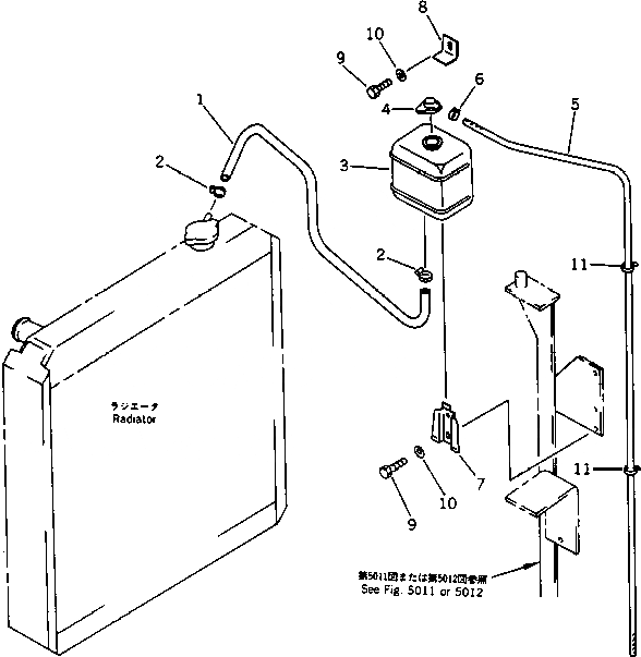 Схема запчастей Komatsu PC100-5C - РЕЗЕРВН. БАК И ТРУБЫ (№8-)(№8-) КОМПОНЕНТЫ ДВИГАТЕЛЯ И ЭЛЕКТРИКА