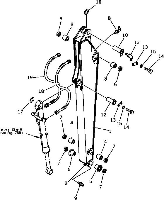 Схема запчастей Komatsu PC100-5C - РУКОЯТЬ РАБОЧЕЕ ОБОРУДОВАНИЕ (ЭКСКАВАТ.)