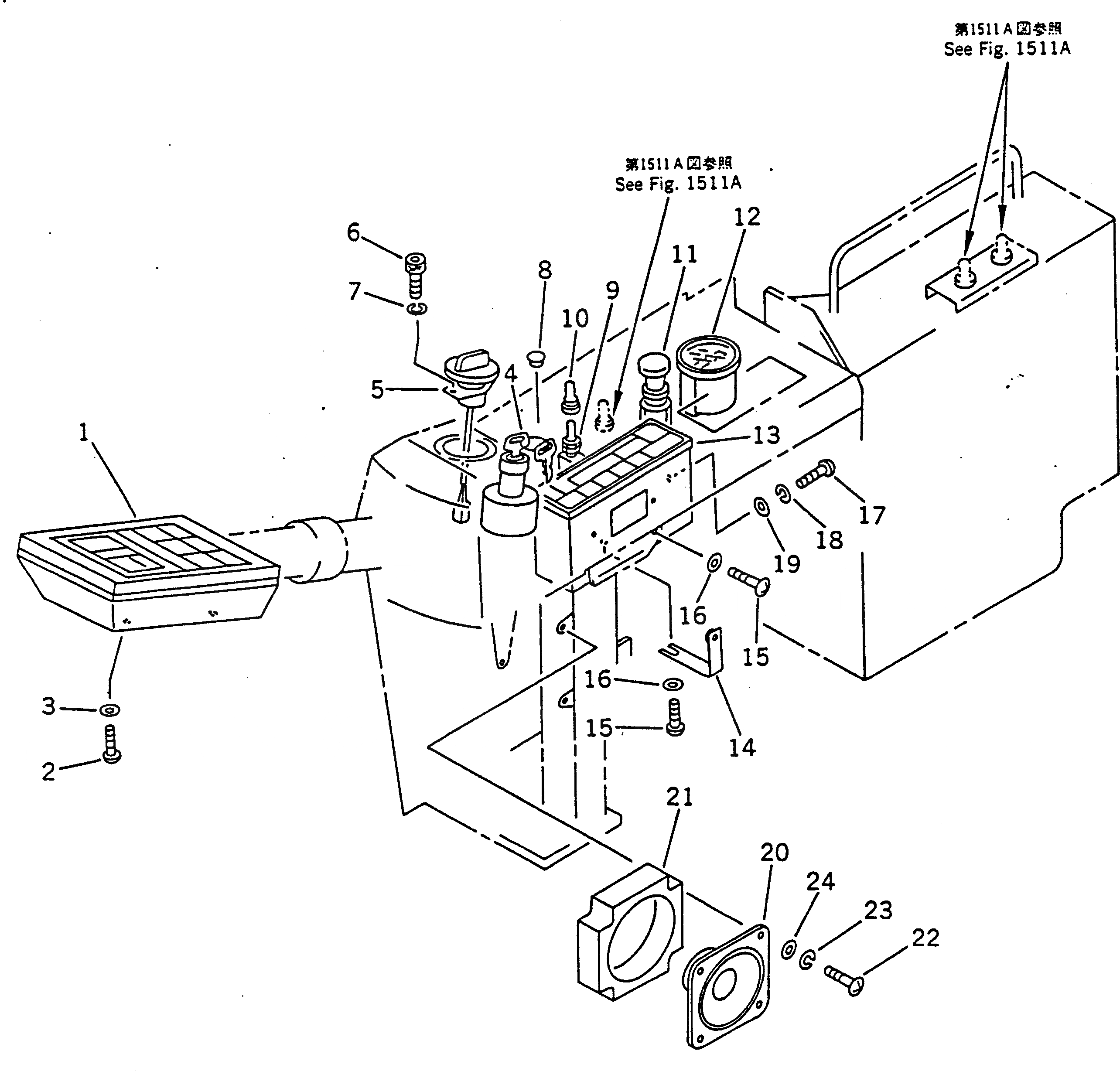 Схема запчастей Komatsu PC100-5S - ПАНЕЛЬ ПРИБОРОВ (ДЛЯ УДЛИНН. РЫЧАГ УПРАВЛ-Е) КОМПОНЕНТЫ ДВИГАТЕЛЯ И ЭЛЕКТРИКА