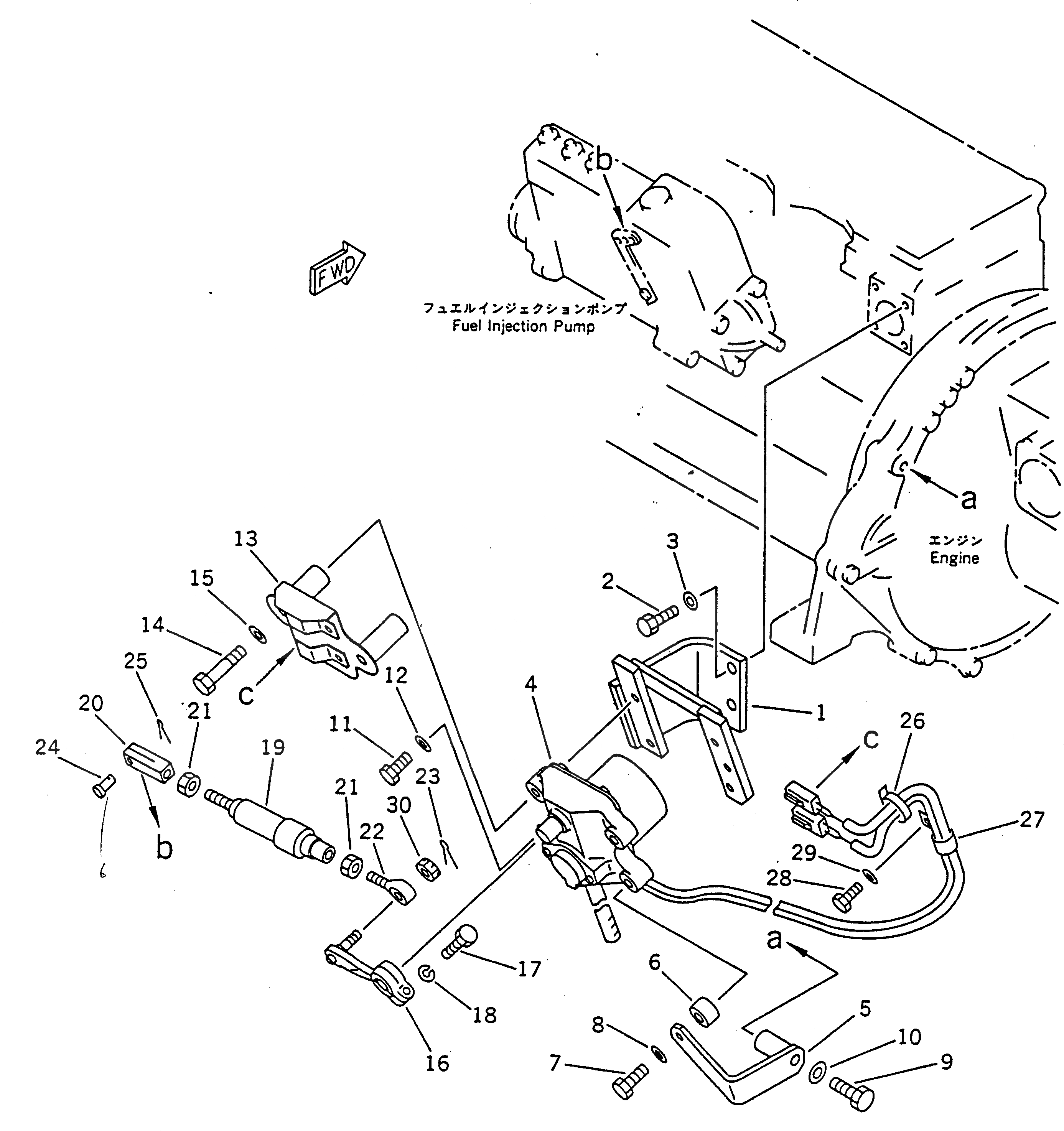 Схема запчастей Komatsu PC100-5S - МЕХАНИЗМ УПРАВЛ-Я ПОДАЧЕЙ ТОПЛИВА СИСТЕМА УПРАВЛЕНИЯ И ОСНОВНАЯ РАМА