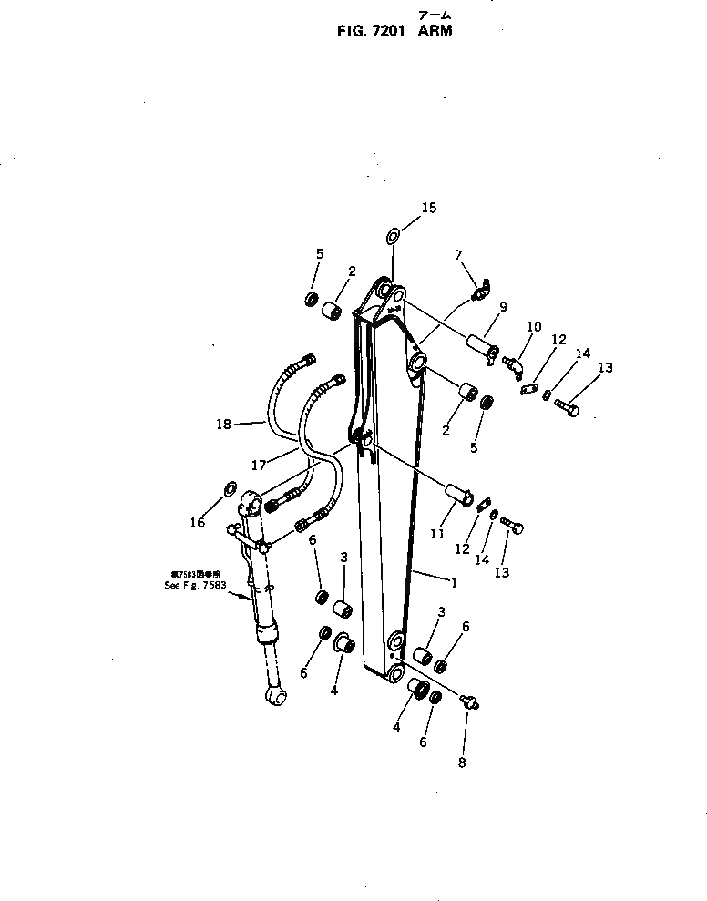 Схема запчастей Komatsu PC100-5S - РУКОЯТЬ РАБОЧЕЕ ОБОРУДОВАНИЕ