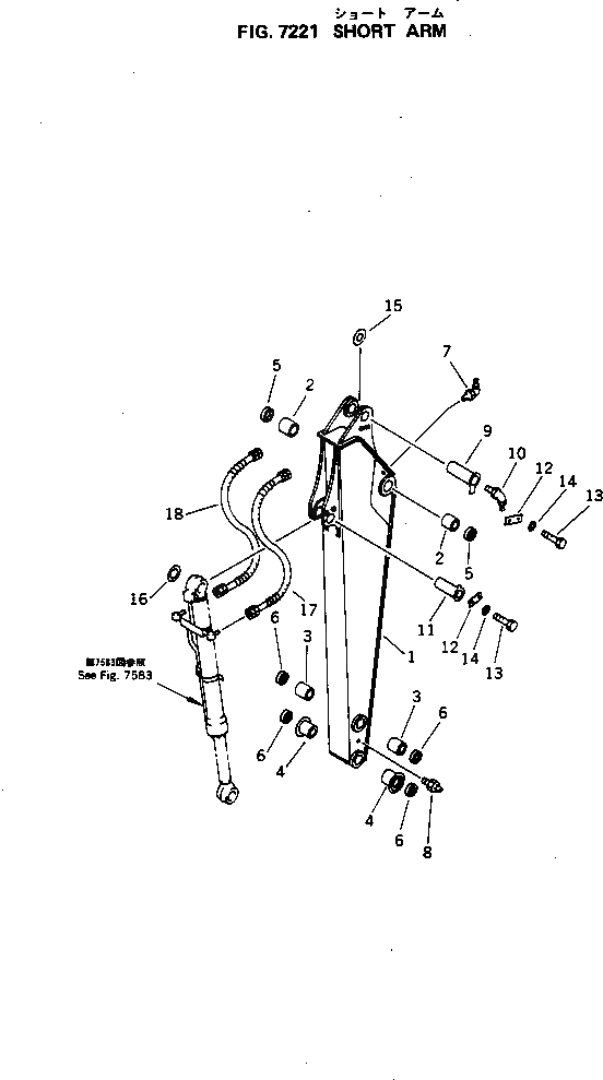 Схема запчастей Komatsu PC100-5S - КОРОТК. РУКОЯТЬ РАБОЧЕЕ ОБОРУДОВАНИЕ