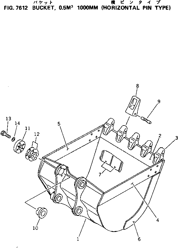 Схема запчастей Komatsu PC100-5S - КОВШ¤ .M ШИР. MM (ГОРИЗОНТАЛЬН. ПАЛЕЦ) РАБОЧЕЕ ОБОРУДОВАНИЕ
