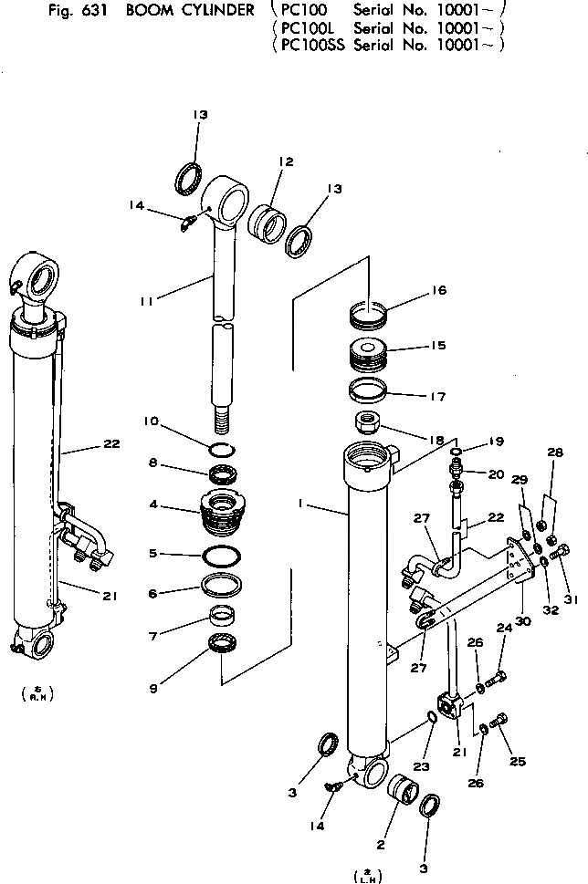 Схема запчастей Komatsu PC100-1 - ЦИЛИНДР СТРЕЛЫ ГИДРАВЛИКА