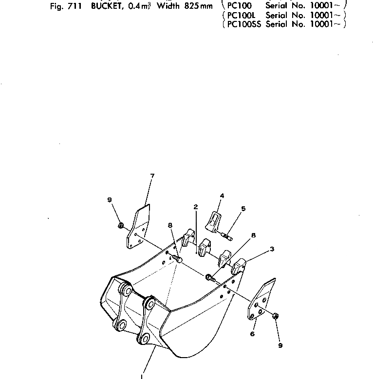 Схема запчастей Komatsu PC100-1 - КОВШ¤.M¤ШИР. 8MM РАБОЧЕЕ ОБОРУДОВАНИЕ