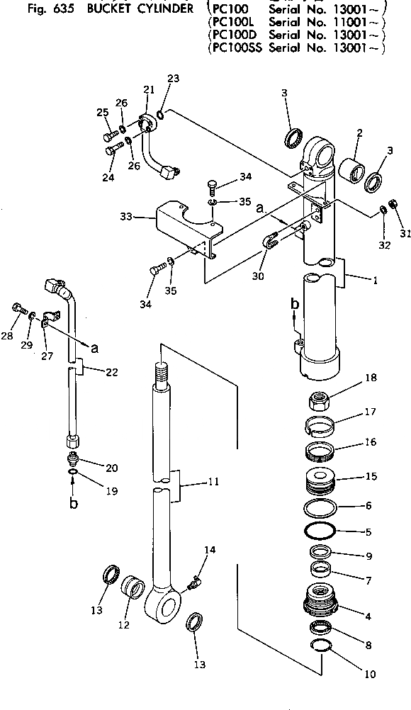 Схема запчастей Komatsu PC100-2 - ЦИЛИНДР КОВША ГИДРАВЛИКА