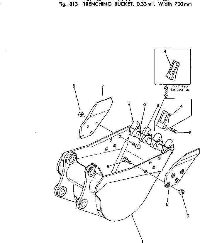 Схема запчастей Komatsu PC100-2 - TRENCHING КОВШ¤ .M¤ ШИР. 7MM ОПЦИОННЫЕ КОМПОНЕНТЫ