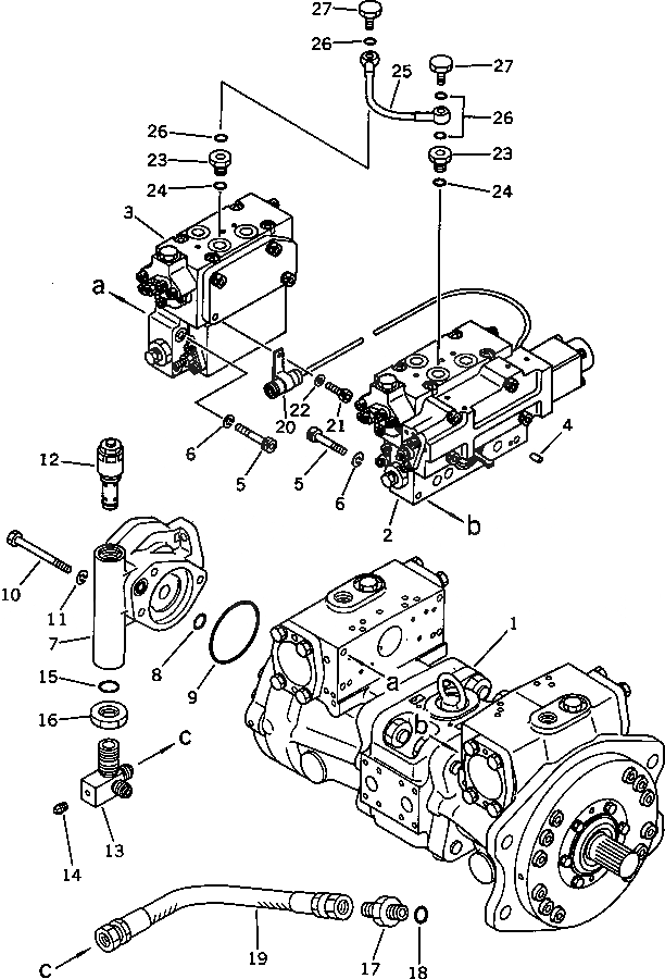 Схема запчастей Komatsu PC100-3 - ГИДР. НАСОС. БЛОК УПРАВЛ-Е РАБОЧИМ ОБОРУДОВАНИЕМ