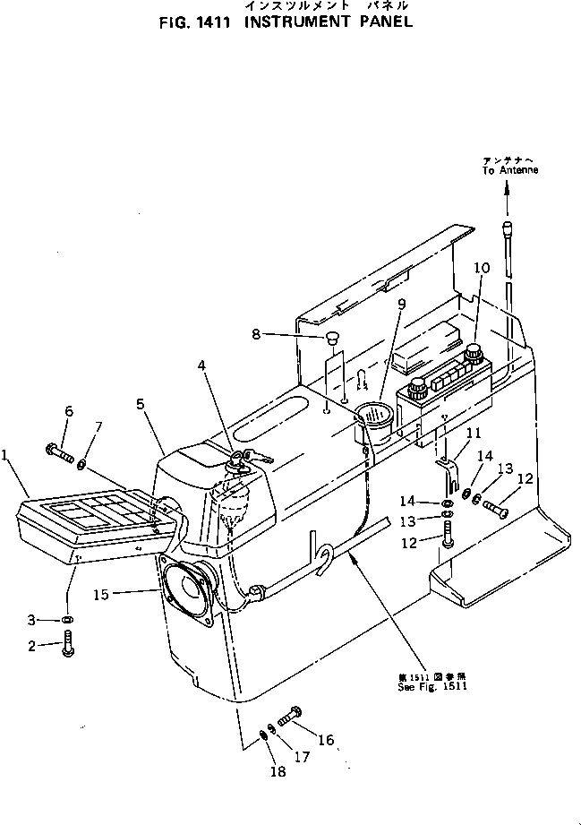 Схема запчастей Komatsu PC100-5Z - ПАНЕЛЬ ПРИБОРОВ КОМПОНЕНТЫ ДВИГАТЕЛЯ И ЭЛЕКТРИКА