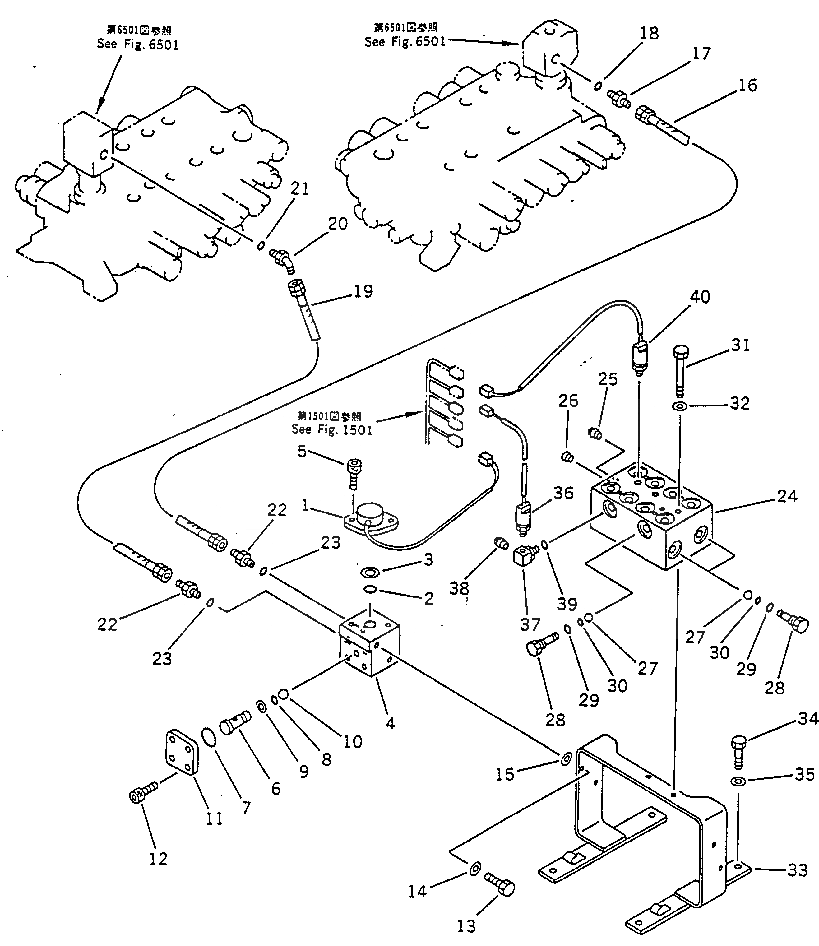 Схема запчастей Komatsu PC100-5 - ГИДРОЛИНИЯ (ДАТЧИК ДАВЛЕНИЯ ЛИНИЯ И РАСПРЕДЕЛИТ. КЛАПАН) УПРАВЛ-Е РАБОЧИМ ОБОРУДОВАНИЕМ