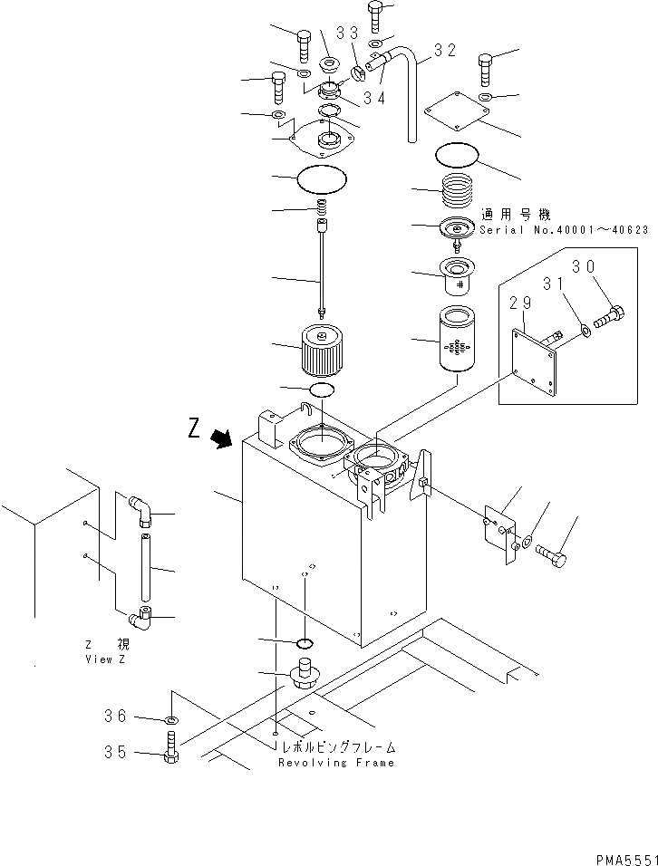 Схема запчастей Komatsu PC100-6 - ГИДР. БАК.(№-9) ГИДРАВЛИКА