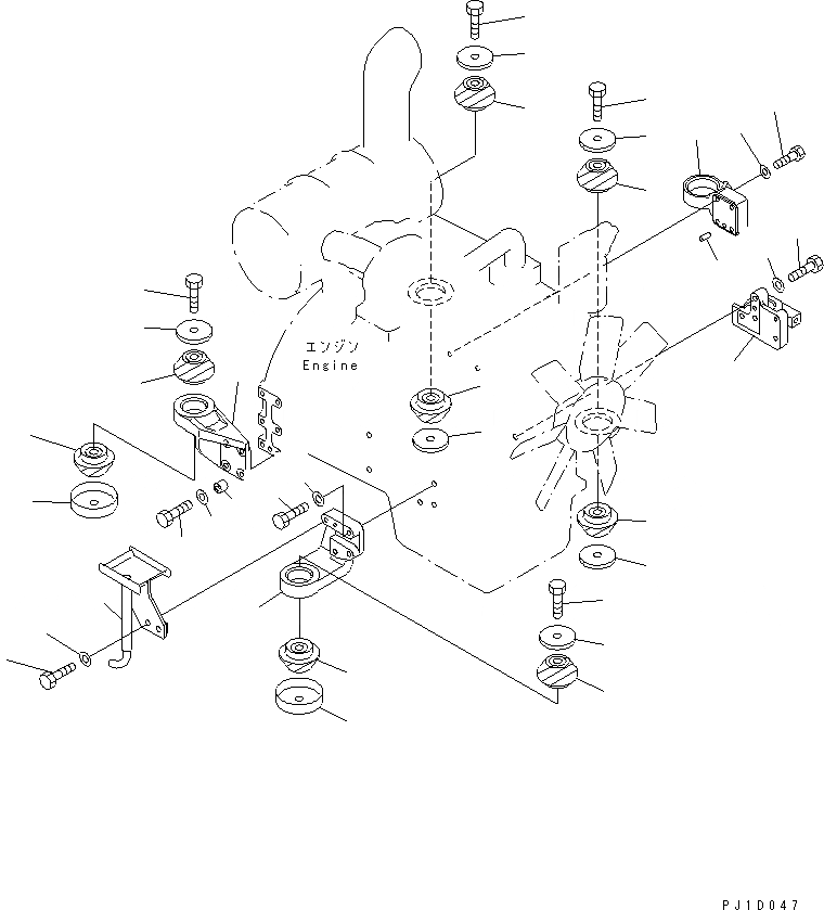 Схема запчастей Komatsu PC100-6S - КРЕПЛЕНИЕ ДВИГАТЕЛЯ(№8-) КОМПОНЕНТЫ ДВИГАТЕЛЯ