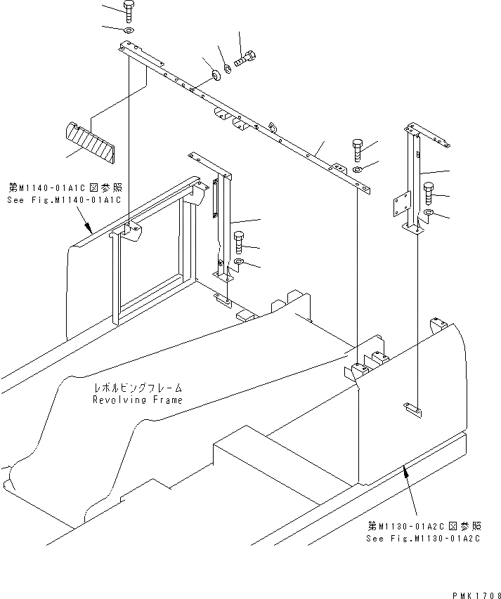 Схема запчастей Komatsu PC100-6S - РАМА(№-) ЧАСТИ КОРПУСА