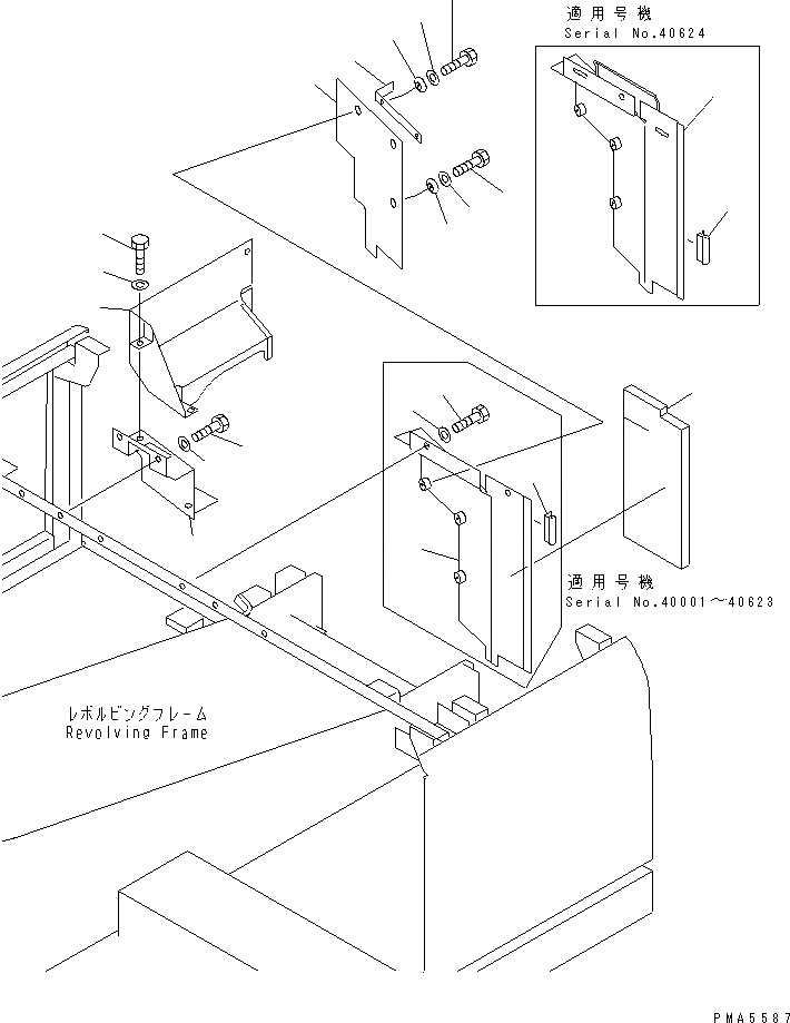 Схема запчастей Komatsu PC100-6S - ПЕРЕГОРОДКА. (КРЫШКАПРАВ.)(№-) ЧАСТИ КОРПУСА