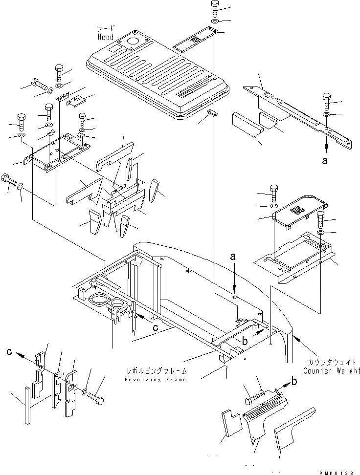Схема запчастей Komatsu PC100-6S - КРЫШКАВЕРХН. (С NET)(№-999) ЧАСТИ КОРПУСА