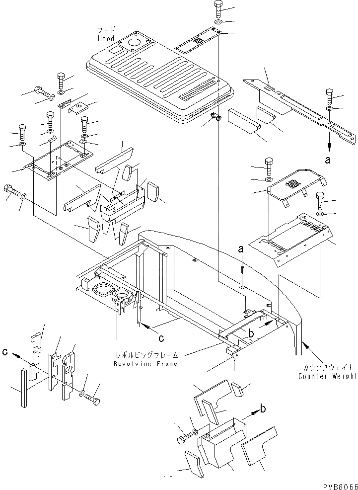 Схема запчастей Komatsu PC100-6S - КРЫШКАВЕРХН. (С NET)(№7-) ЧАСТИ КОРПУСА