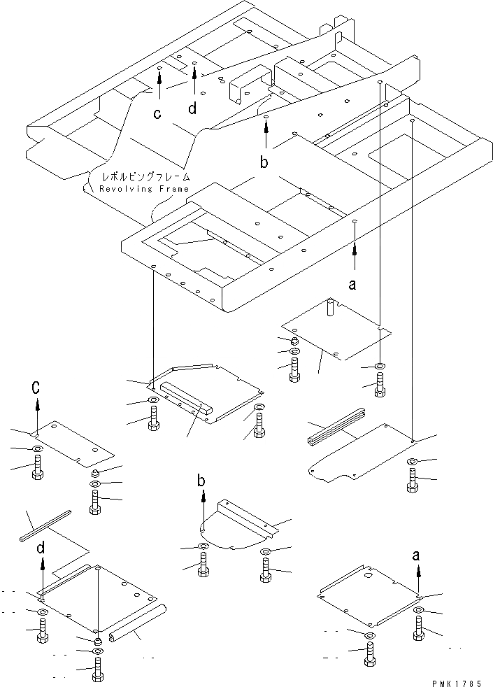 Схема запчастей Komatsu PC100-6S - НИЖН. КРЫШКА(№-) ЧАСТИ КОРПУСА