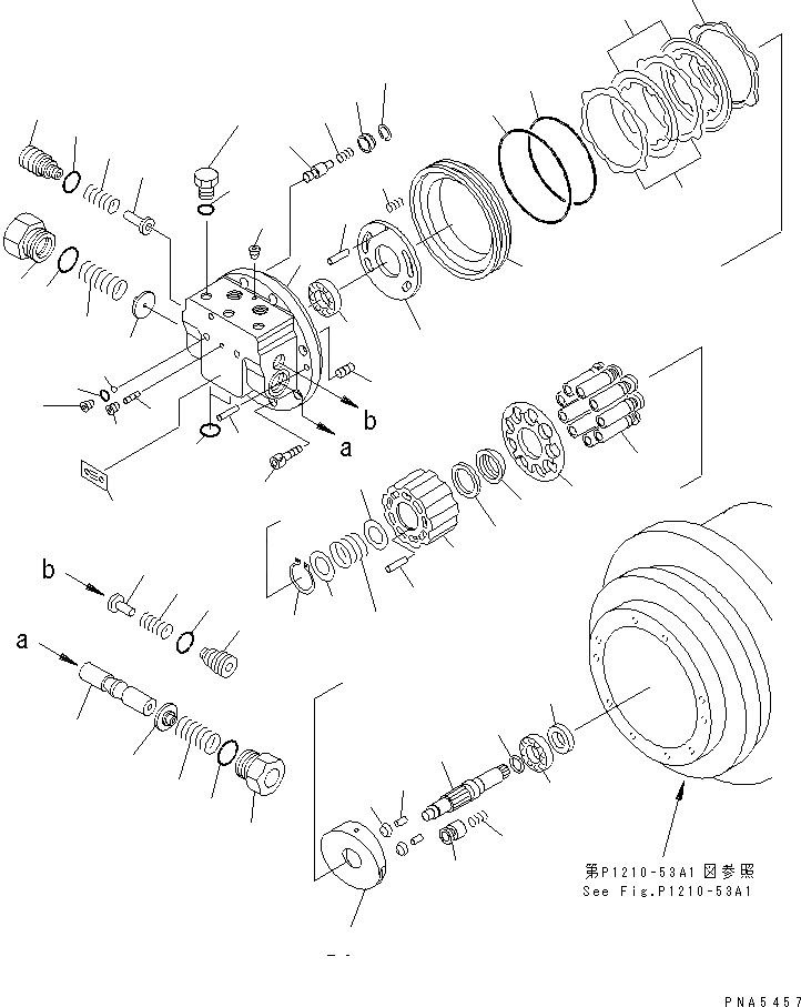 Схема запчастей Komatsu PC100-6S - ХОД MTOR (МОТОР В СБОРЕ) (GM8VL ТИП)(№-) ОСНОВН. КОМПОНЕНТЫ И РЕМКОМПЛЕКТЫ