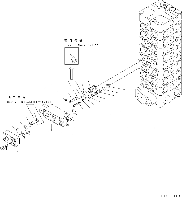 Схема запчастей Komatsu PC100-6S - ОСНОВН. КЛАПАН (8-КЛАПАН) (/)(№-) ОСНОВН. КОМПОНЕНТЫ И РЕМКОМПЛЕКТЫ