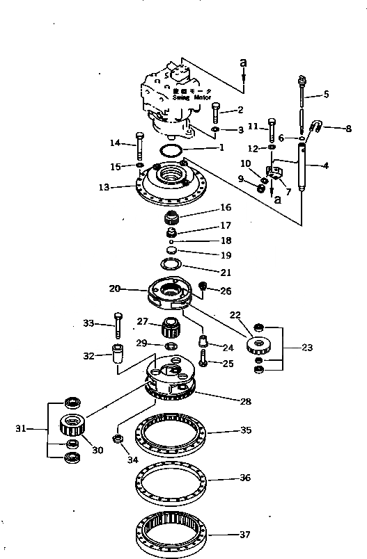 Схема запчастей Komatsu PC1000-1 - МЕХАНИЗМ ПОВОРОТА¤ ЗАДН. (/)(№78-) ПОВОРОТН. СИСТЕМА