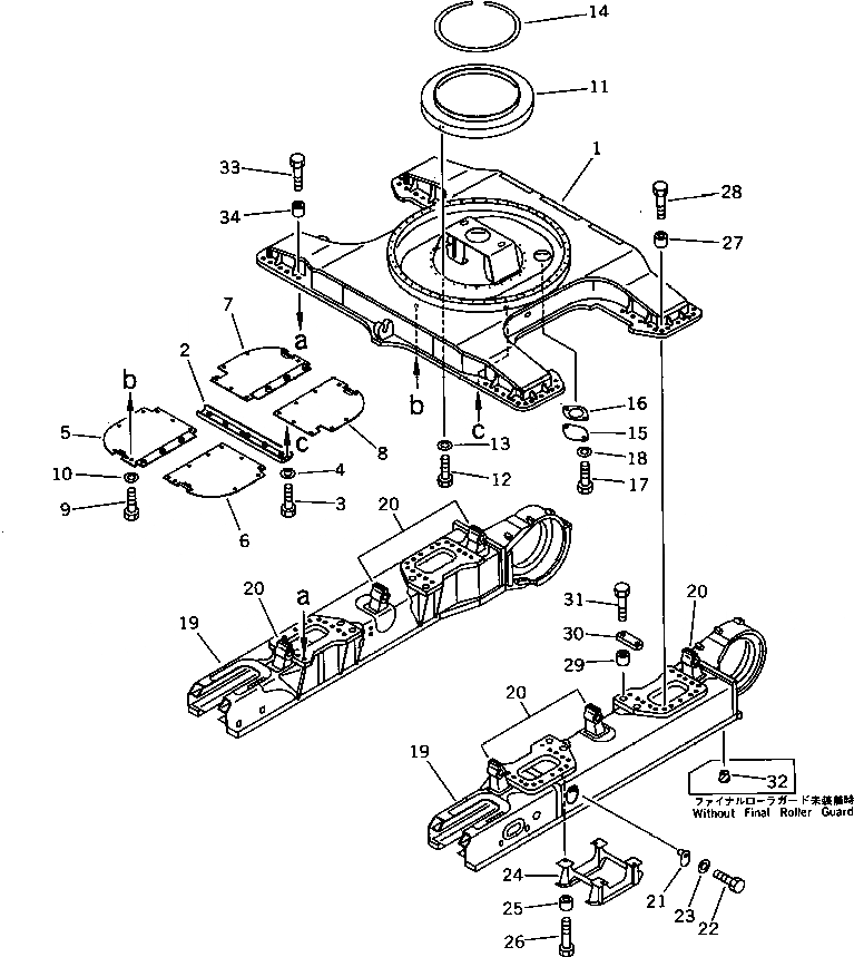 Схема запчастей Komatsu PC1000-1 - ГУСЕНИЧНАЯ РАМА (С КРЫШКОЙ)(№-8) ХОДОВАЯ