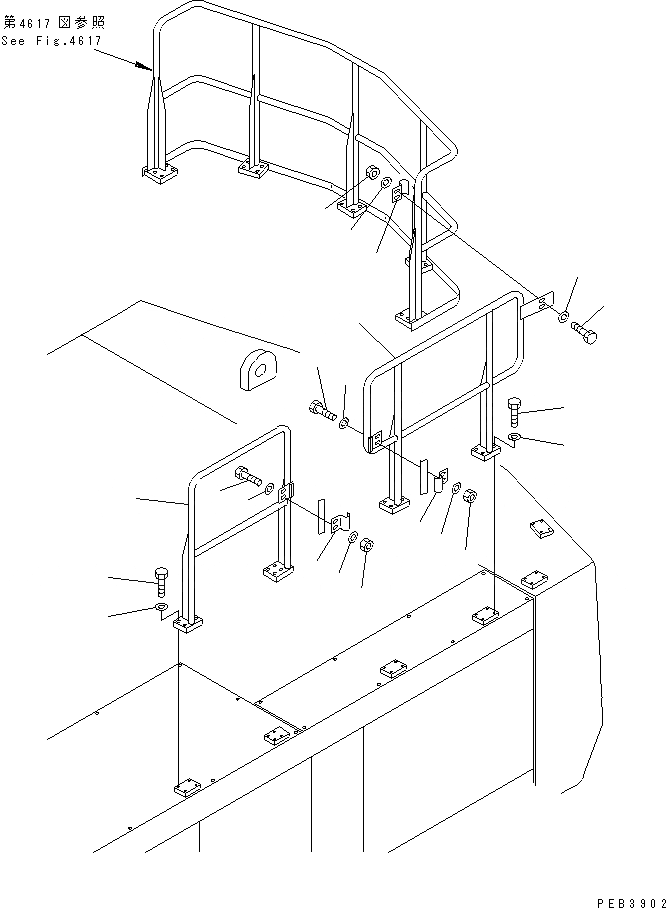 Схема запчастей Komatsu PC1000-1 - ПОРУЧНИ (ДЛЯ EC)(№77-) ЧАСТИ КОРПУСА