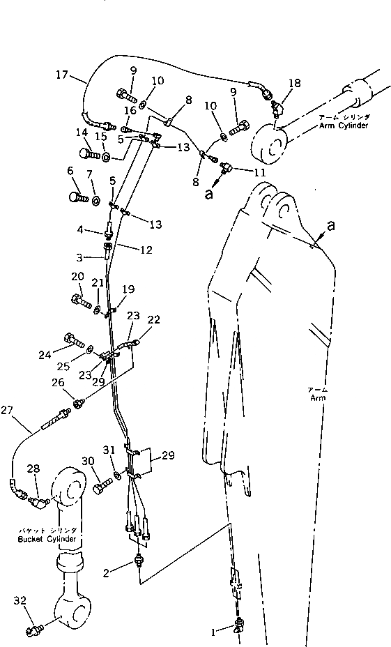 Схема запчастей Komatsu PC1000-1 - РАБОЧЕЕ ОБОРУДОВАНИЕ СМАЗКА (РУКОЯТЬ) (ДЛЯ УДЛИНН. РУКОЯТИ) РАБОЧЕЕ ОБОРУДОВАНИЕ (ЭКСКАВАТ.)