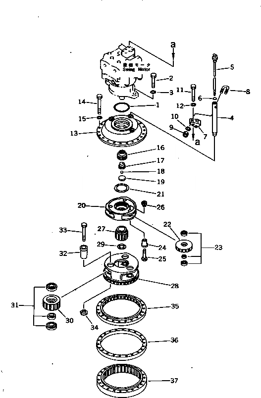 Схема запчастей Komatsu PC1000-1 - МЕХАНИЗМ ПОВОРОТА¤ ЗАДН. (/)(№78-) ПОВОРОТН. СИСТЕМА