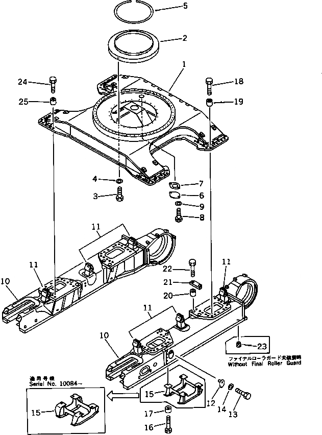 Схема запчастей Komatsu PC1000-1 - ГУСЕНИЧНАЯ РАМА(№9-) ХОДОВАЯ