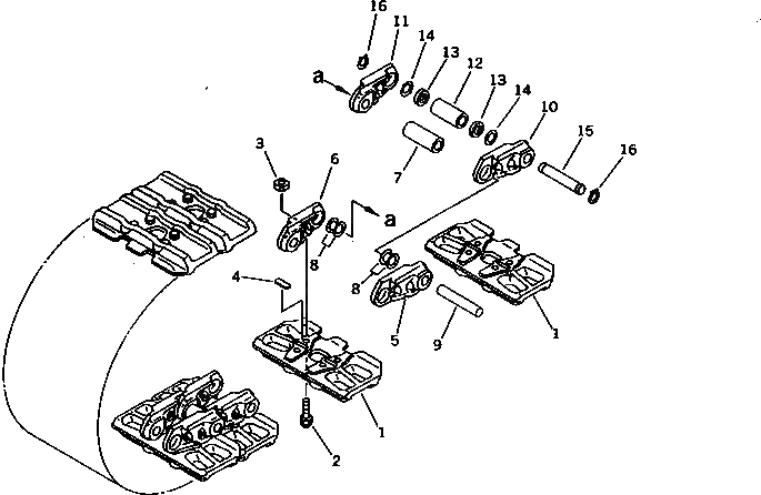 Схема запчастей Komatsu PC1000-1 - ГУСЕНИЦЫ (ДВОЙН. ГРУНТОЗАЦЕП)(№-8) ХОДОВАЯ