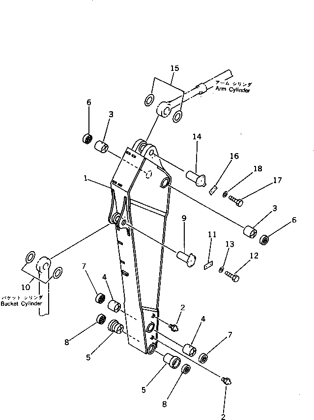 Схема запчастей Komatsu PC1000-1 - ПОЛУ-УДЛИНН. РУКОЯТЬ РАБОЧЕЕ ОБОРУДОВАНИЕ (ЭКСКАВАТ.)