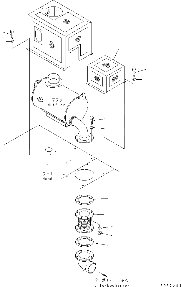 Схема запчастей Komatsu PC1000SP-1 - ВЫХЛОПНАЯ ТРУБА (НАРУЖН. ГЛУШИТЕЛЬ LESS)(№-) КОМПОНЕНТЫ ДВИГАТЕЛЯ И ЭЛЕКТРИКА