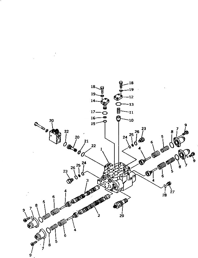 Схема запчастей Komatsu PC1000SP-1 - ПОВОРОТН. УПРАВЛЯЮЩ. КЛАПАН (/) УПРАВЛ-Е РАБОЧИМ ОБОРУДОВАНИЕМ