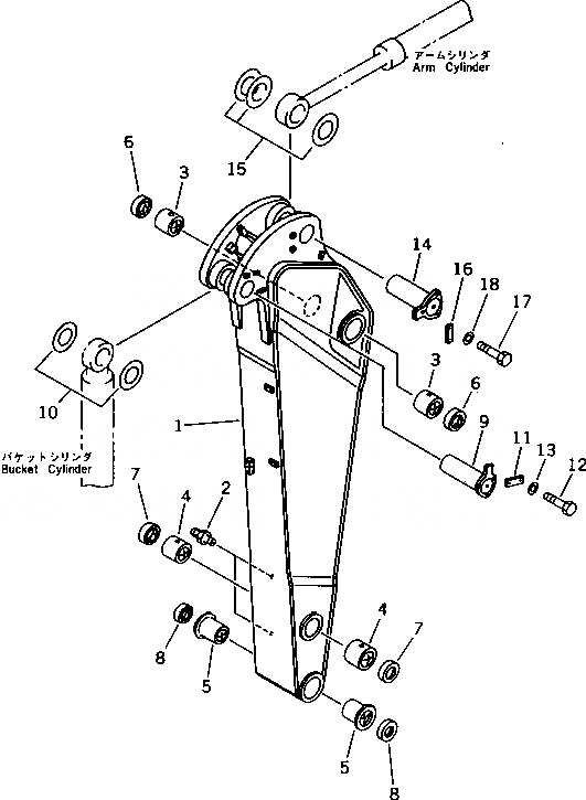 Схема запчастей Komatsu PC1000SP-1 - РУКОЯТЬ (.M) (УСИЛ.)(№-) РАБОЧЕЕ ОБОРУДОВАНИЕ (ЭКСКАВАТ.)